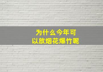 为什么今年可以放烟花爆竹呢