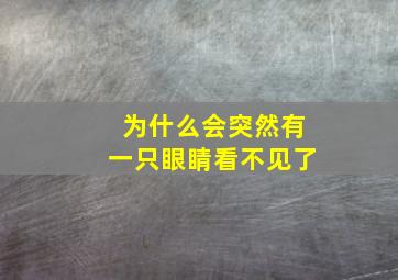 为什么会突然有一只眼睛看不见了