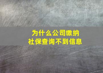 为什么公司缴纳社保查询不到信息