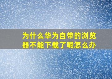 为什么华为自带的浏览器不能下载了呢怎么办