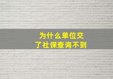 为什么单位交了社保查询不到