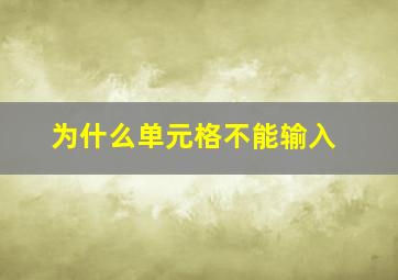 为什么单元格不能输入