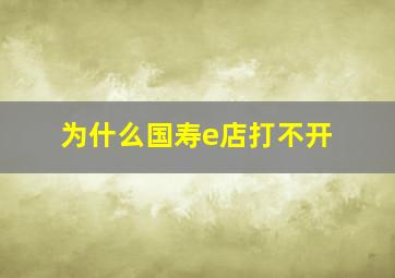 为什么国寿e店打不开