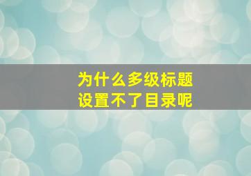 为什么多级标题设置不了目录呢