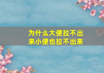 为什么大便拉不出来小便也拉不出来