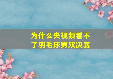 为什么央视频看不了羽毛球男双决赛