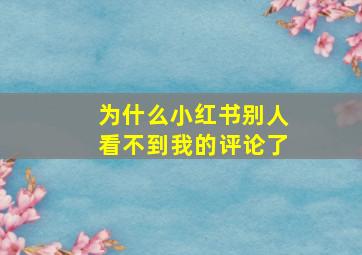 为什么小红书别人看不到我的评论了