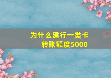 为什么建行一类卡转账额度5000