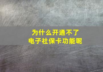 为什么开通不了电子社保卡功能呢