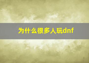 为什么很多人玩dnf