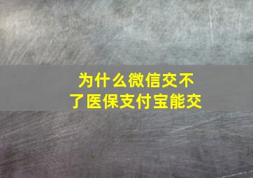 为什么微信交不了医保支付宝能交