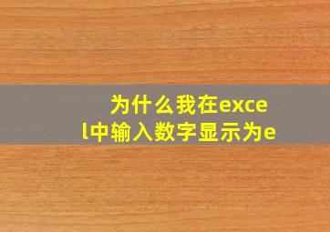 为什么我在excel中输入数字显示为e