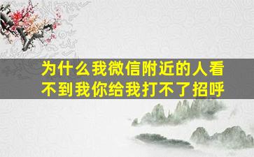 为什么我微信附近的人看不到我你给我打不了招呼