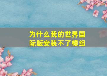 为什么我的世界国际版安装不了模组