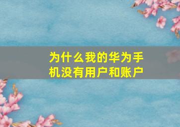 为什么我的华为手机没有用户和账户