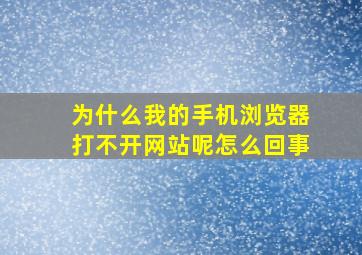 为什么我的手机浏览器打不开网站呢怎么回事