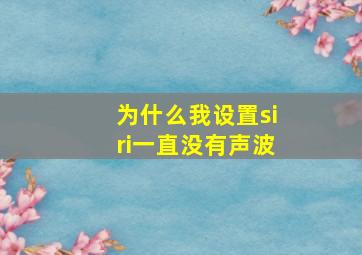 为什么我设置siri一直没有声波