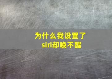 为什么我设置了siri却唤不醒