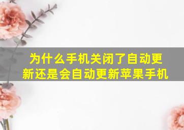 为什么手机关闭了自动更新还是会自动更新苹果手机