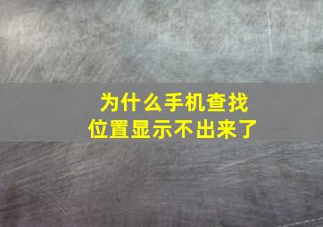 为什么手机查找位置显示不出来了