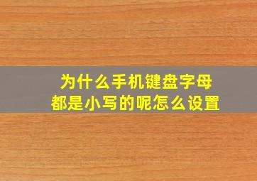 为什么手机键盘字母都是小写的呢怎么设置