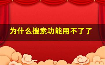 为什么搜索功能用不了了