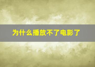 为什么播放不了电影了