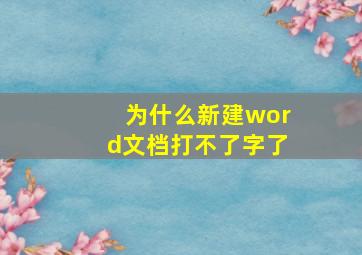 为什么新建word文档打不了字了