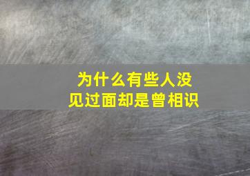 为什么有些人没见过面却是曾相识