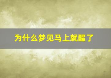 为什么梦见马上就醒了