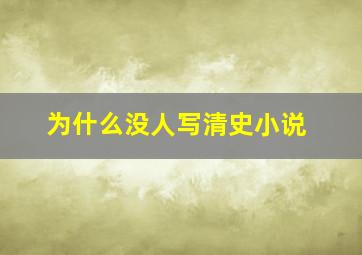 为什么没人写清史小说