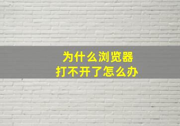 为什么浏览器打不开了怎么办