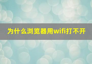 为什么浏览器用wifi打不开