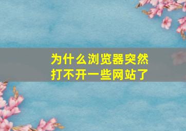 为什么浏览器突然打不开一些网站了