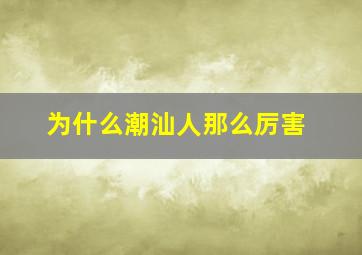 为什么潮汕人那么厉害