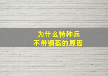 为什么特种兵不带钢盔的原因