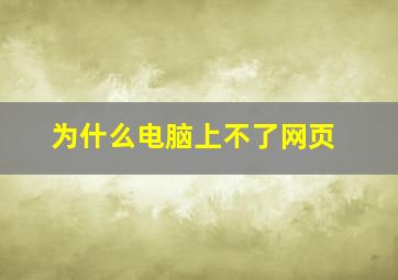 为什么电脑上不了网页