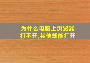 为什么电脑上浏览器打不开,其他却能打开