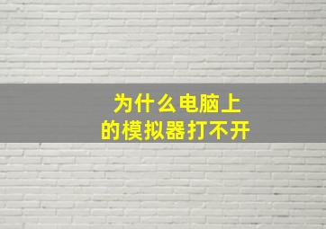 为什么电脑上的模拟器打不开