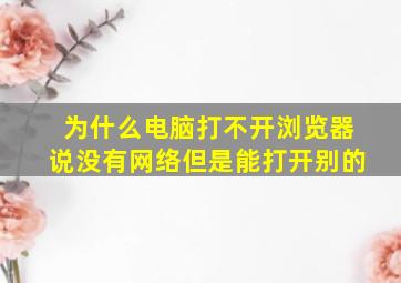 为什么电脑打不开浏览器说没有网络但是能打开别的