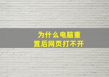 为什么电脑重置后网页打不开