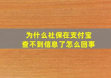 为什么社保在支付宝查不到信息了怎么回事