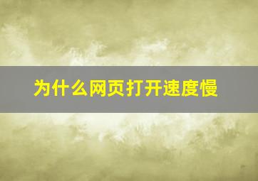 为什么网页打开速度慢