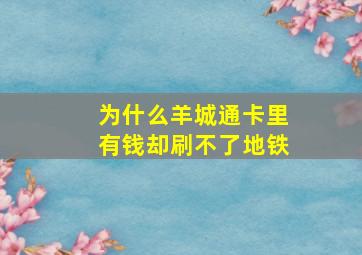 为什么羊城通卡里有钱却刷不了地铁