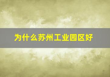 为什么苏州工业园区好