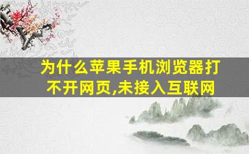 为什么苹果手机浏览器打不开网页,未接入互联网