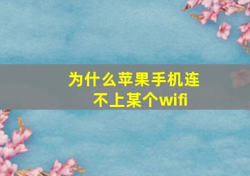 为什么苹果手机连不上某个wifi