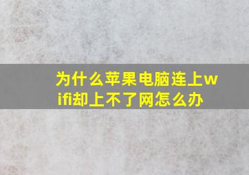 为什么苹果电脑连上wifi却上不了网怎么办