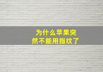 为什么苹果突然不能用指纹了