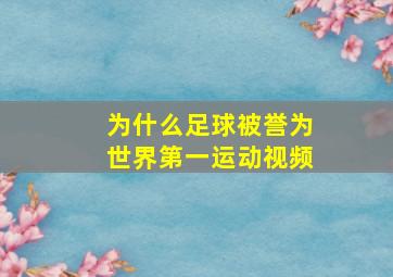 为什么足球被誉为世界第一运动视频